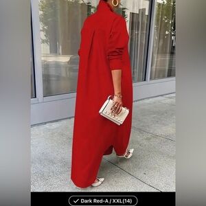 COPY - Stylish Ankle Length Curved Hem Blouse - Long Sleeve, Solid Color, Butto…